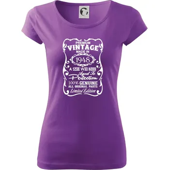 Dámské tričko Vintage Etiketa - 1948 - Dámské triko Pure - XS ( Fialová )