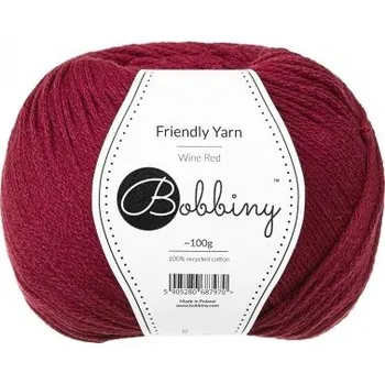 Příze Bobbiny bavlněná příze FRIENDLY YARN 1,5mm wine red