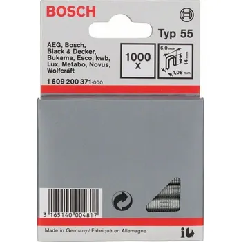 Hřebík BOSCH Úzké sponky do sponkovačky, typ 55 6 x 1,08 x 14 mm (1000 ks)