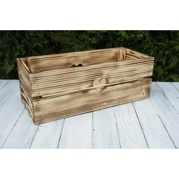 Úložný box Dřevěná bedýnka květináč, opálená 44 cm