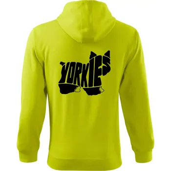 Pánská móda Jorkšírský teriér - Yorkie - Nápis v těle - Mikina s kapucí na zip trendy zipper - 3XL ( Limetková )