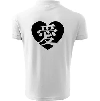 Pánská košile Láska japonština čínština - Polokošile pánská Pique Polo 203 - 5XL ( Bílá )
