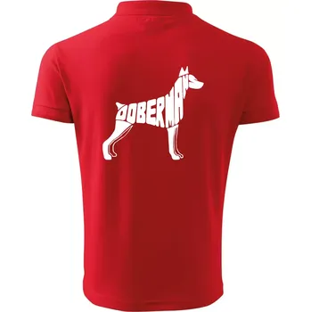 Pánská košile Dobrmans - nápis v tělě - Polokošile pánská Pique Polo 203 - 4XL ( Červená )