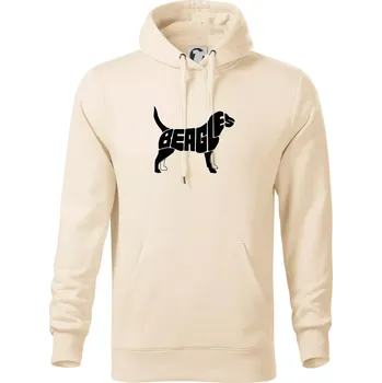 Pánská mikina Bígl - nápis v těle - Mikina pánská Cape s kapucí - 4XL ( Mandlová )