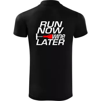 Pánská košile Run now Wine later - Polokošile Victory sportovní (dresovina) - L ( Černá )