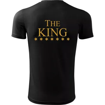 Pánské tričko The King - His Queen - párové triko - Pánské triko Fantasy sportovní (dresovina) - L ( Černá )