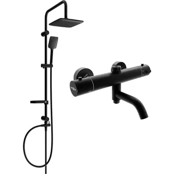 Sprchový set MEXEN/S - Sven sprchový sloup včetně sprchové termostatické baterie Kai, černá 77900262-70
