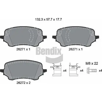Brzdová destička Sada brzdových destiček, kotoučová brzda BENDIX Braking BPD1651