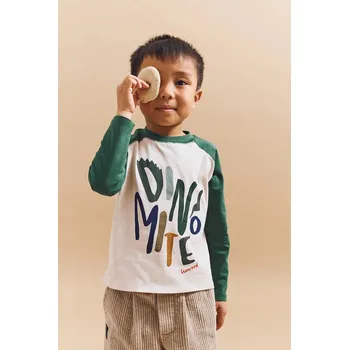 Chlapecké tričko Dětské bavlněné tričko s dlouhým rukávem Liewood Ellington Placement T-shirt béžová barva, LW20083 LW20083.9BYA 08X, vel. 134-140