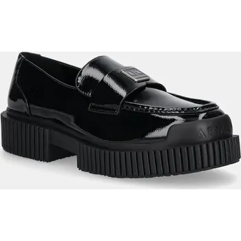 Dámské mokasíny Mokasíny Armani Exchange dámské, černá barva, na plochém podpatku, XW001672 AF17478 UC001 XW001672.AF17478.UC001 99X, EUR 37