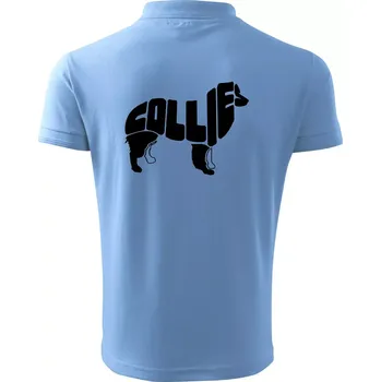 Pánská košile Border kolie písmo v těle - Polokošile pánská Pique Polo 203 - 3XL ( Pyžamově světlá modrá )