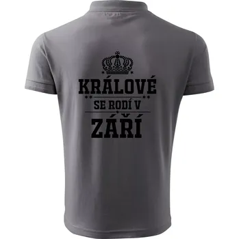 Pánská košile Králové se rodí v září - Polokošile pánská Pique Polo 203 - 3XL ( Ocelově šedá )