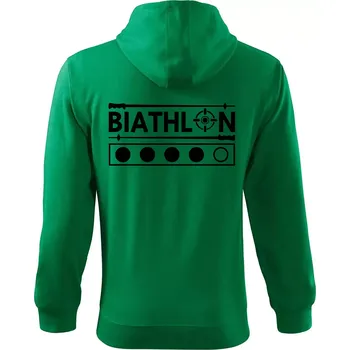 Pánská mikina Biathlon terč a hůlky - Mikina s kapucí na zip trendy zipper - XL ( Středně zelená )