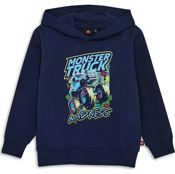 Chlapecká mikina Dětská bavlněná mikina Lego LWSAKU 608 tmavomodrá barva, s kapucí, s potiskem, 11010924 59X, vel. 116