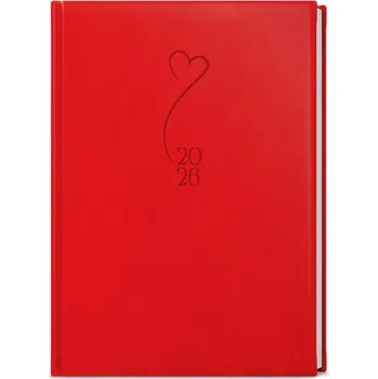 Kalendář Denní diář 2026 David Vivella s ražbou A5 červená Srdce