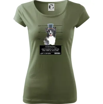 Dámské tričko Lump a darebák border kolie - Dámské triko Pure - XS ( Khaki )