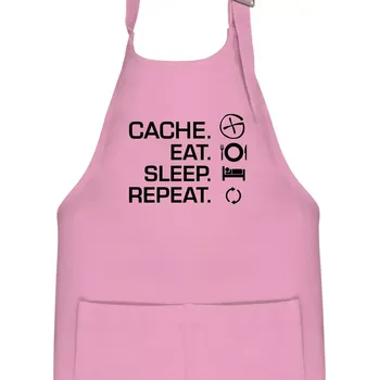 Kuchyňská zástěra Eat sleep repeat Cache - Dětská zástěra na vaření - Univerzální velikost ( Růžová )
