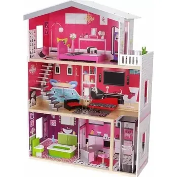 Domeček pro panenku ECOTOYS Domeček pro panenky Malibu s vybavením (4118)