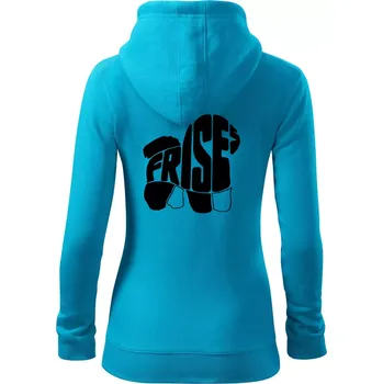 Dámská mikina Bišonek - fries nápis v těle - Dámská mikina trendy zipper s kapucí - S ( Světlý tyrkys )