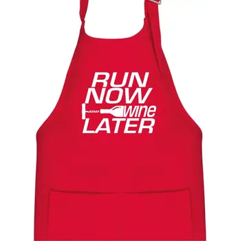 Kuchyňská zástěra Run now Wine later - Dětská zástěra na vaření - Univerzální velikost ( Červená )