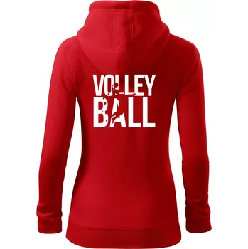 Dámská mikina Volleyball nápis - Dámská mikina trendy zipper s kapucí - L ( Červená )