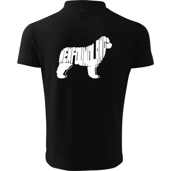 Pánská košile Novofundlandský pes - nápis v tělě - Polokošile pánská Pique Polo 203 - 4XL ( Černá )