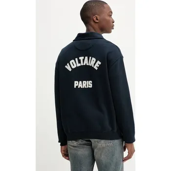 Pánská mikina Bavlněná mikina ZADIG&VOLTAIRE pánská, tmavomodrá barva, s aplikací, JMSS01313 59X, vel. M