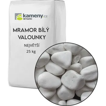 Zahradní dekorace Kameny.cz Okrasné kameny mramor bílý valounky Vyberte si balení: 25 kg, Vyberte si velikostní frakci: Největší