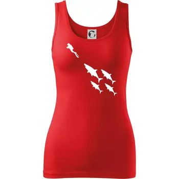 Dámské tričko Potápěč žraloci - Dámské tílko - L ( Červená )