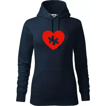 Dámská mikina Láska puzzle - Mikina dámská Cape s kapucí - 2XL ( Námořní modrá (velmi tmavá - téměř černá) )