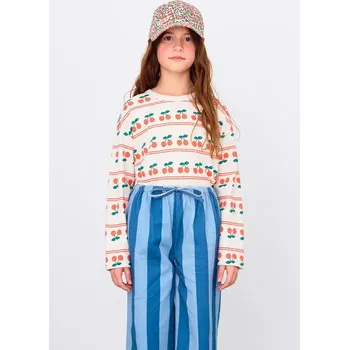 Dětské bavlněné tričko s dlouhým rukávem Tinycottons CHERRY PATTERN RIB TEE AW25.219 bílá 00X, vel. 98