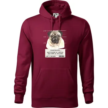 Pánské oblečení Lump a darebák mopsík - Mikina pánská Cape s kapucí - L ( Garnet )