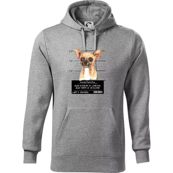 Pánská mikina Lump a darebák čivava - Mikina pánská Cape s kapucí - 2XL ( Tmavě šedý melír )