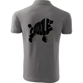 Pánská košile Pudl - nápis v těle - Polokošile pánská Pique Polo 203 - 5XL ( Tmavě šedý melír )