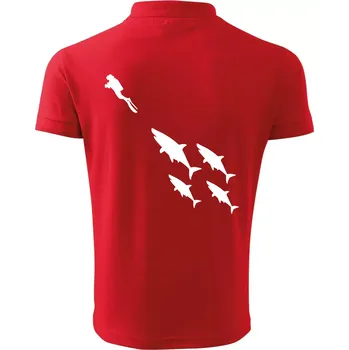 Pánská košile Potápěč žraloci - Polokošile pánská Pique Polo 203 - 4XL ( Červená )