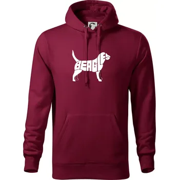 Pánská mikina Bígl - nápis v těle - Mikina pánská Cape s kapucí - 5XL ( Garnet )