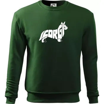 Pánská mikina Corgi - nápis v těle - Mikina Essential pánská - 2XL ( Lahvově zelená )