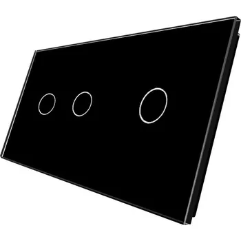 vypínač WELAIK dvojnásobný skleněný panel 2+1- černý