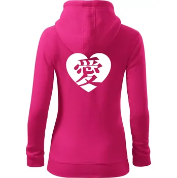 Dámská mikina Láska japonština čínština - Dámská mikina trendy zipper s kapucí - L ( Purpurová )