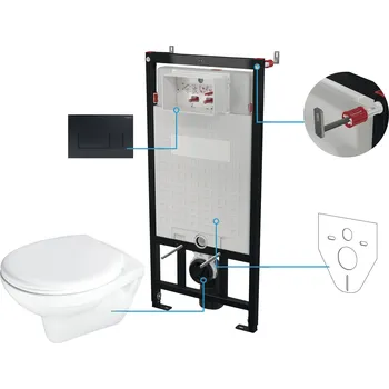 Klozet Deante WC set Boro 6v1, podomítkový systém + toaleta - CMON6SPW