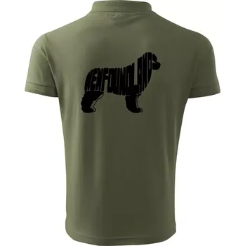 Pánská košile Novofundlandský pes - nápis v tělě - Polokošile pánská Pique Polo 203 - 5XL ( Khaki )