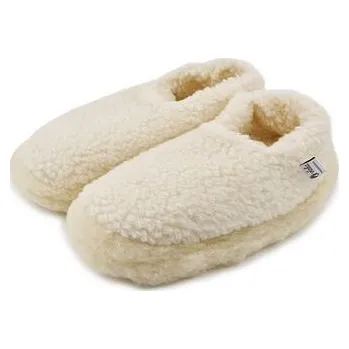 Dámské pantofle Vlnka Vlněné nízké TV bačkory Merino přírodní velikost obuv dospělí 43-44