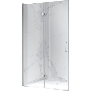 Sprchové dveře BPS-koupelny Zalamovací otočné sprchové dveře HYD-SD-21E 110 chrom/transparent pro instalaci do niky - bez vaničky