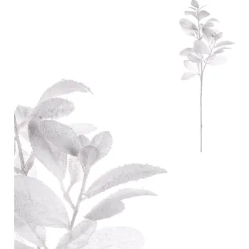 Větev umělá - jemně zasněžené listí, bílá - NL0213 WT