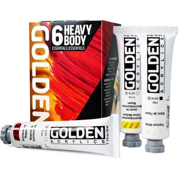 Speciální výtvarná barva Sada akrylových barev Golden Heavy Body - Essentials Set, 6 x 59 ml