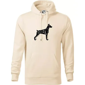 Pánská mikina Dobrmans - nápis v tělě - Mikina pánská Cape s kapucí - 2XL ( Mandlová )