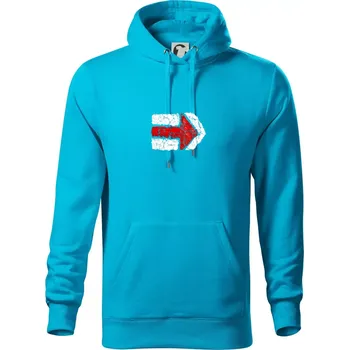 Pánská mikina Párová turistická značka červená - Mikina pánská Cape s kapucí - 4XL ( Světlý tyrkys )