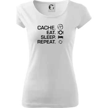 Dámské tričko Eat sleep repeat Cache - Dámské triko Pure - XS ( Bílá )