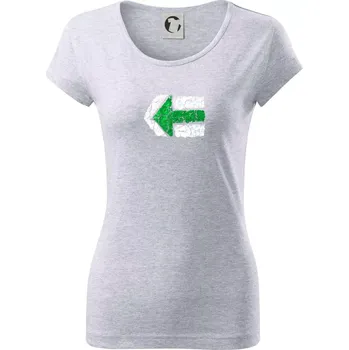 Dámské tričko Párová turistická značka zelená - Dámské triko Pure - 2XL ( Světlešedý Melír )