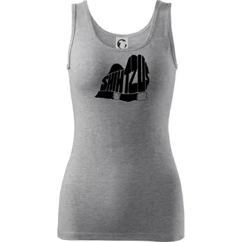 Dámské tričko Shih-tzu - nápis v těle - Dámské tílko - XS ( Tmavě šedý melír )